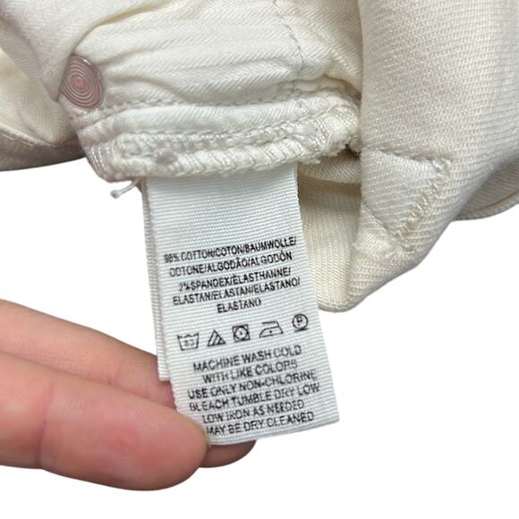 Free People Great Heights Jeans Distressed Fringe Frayed Hem White Ivory Size 26 - Picture 8 of 8